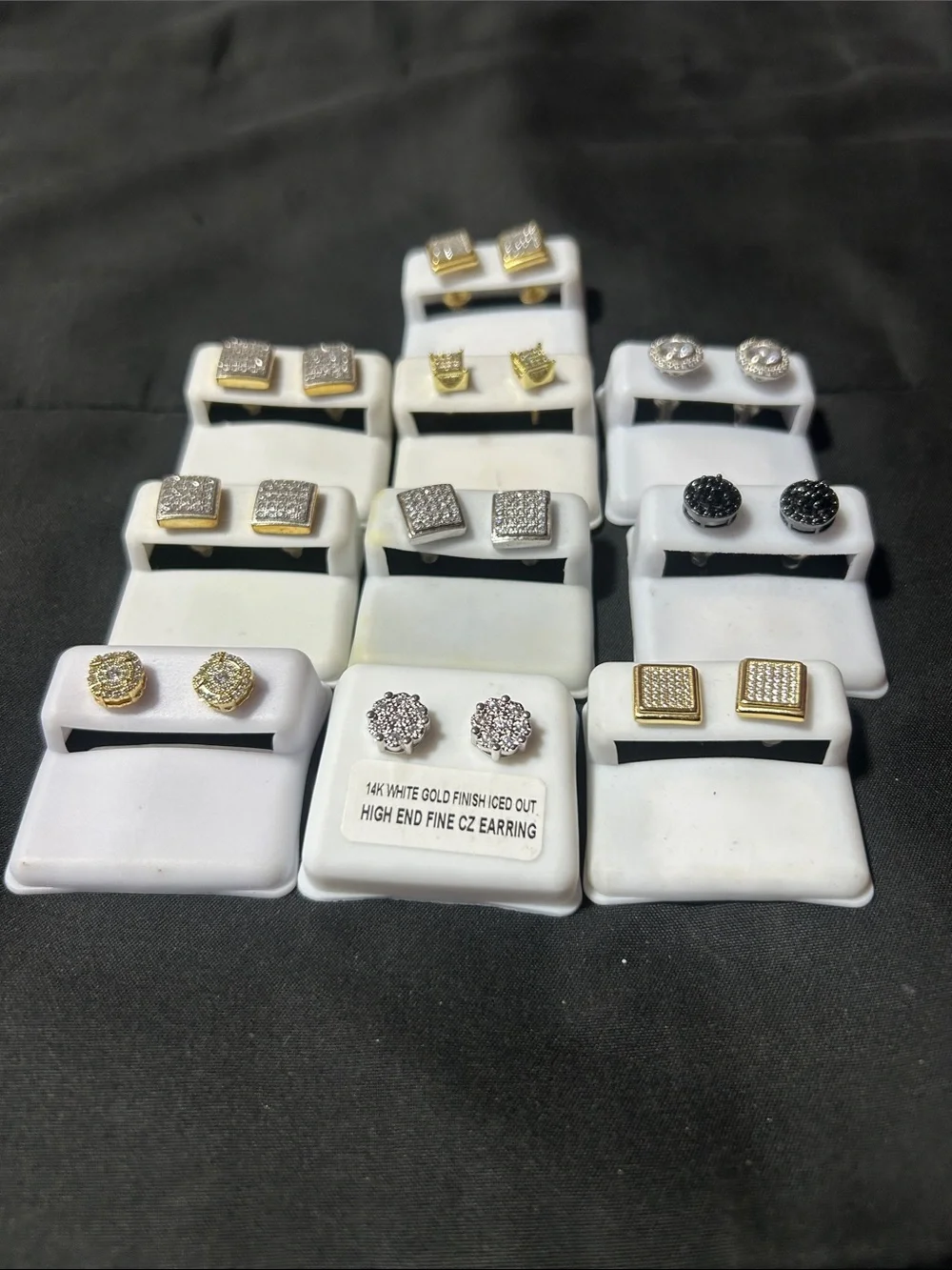 High-End CZ Stud Earrings - Gold & Silver Tones (Bundle)